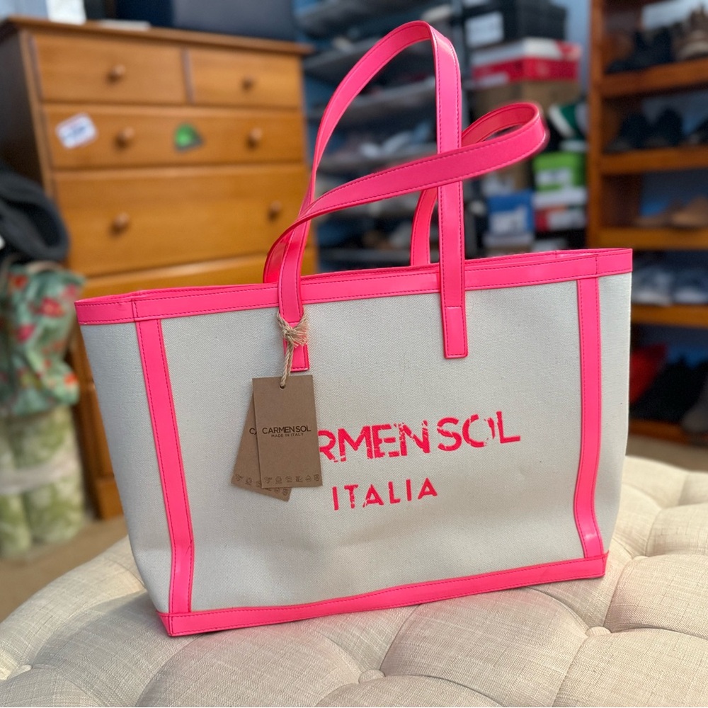 Carmen Sol Pink and Cream Tote Bag